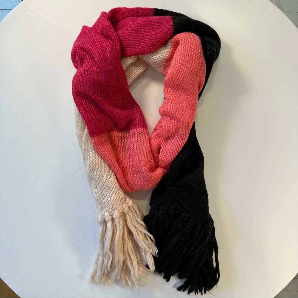 Kate Spade Color-block Pink Black Cream Scarf